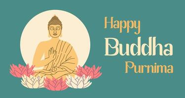 feliz vesak dia, Buda purnima desejos cumprimento ilustração. cartazes, bandeiras, saudações e impressão Projeto. vetor