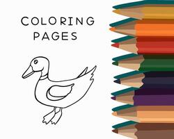 Pato coloração página. coloração página para Jardim da infância. vetor