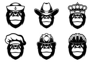 gorila cabeça mascote agrupar esboço versão vetor
