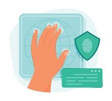 impressão digital para biometria digitalização conceito ilustração vetor