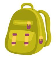 verde o saco da escola dentro plano Projeto. escola mochila, aluna têxtil mochila. ilustração isolado. vetor