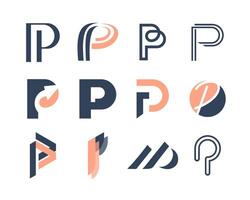 conjunto do logotipo carta p Projeto. moderno logotipo conjunto monograma vetor