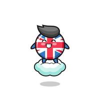 Ilustração fofa da bandeira do Reino Unido em uma nuvem flutuante vetor