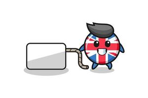 desenho animado da bandeira do Reino Unido está puxando uma bandeira vetor