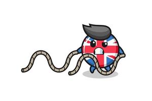 ilustração da bandeira do Reino Unido fazendo treino de corda de batalha vetor