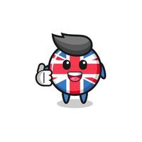 Mascote da bandeira do Reino Unido fazendo gesto de positivo vetor