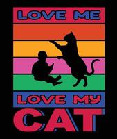 amor meu gato camiseta Projeto vetor