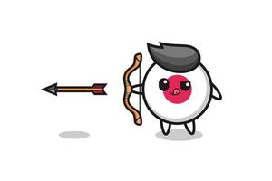 ilustração de personagem da bandeira do Japão fazendo arco e flecha vetor