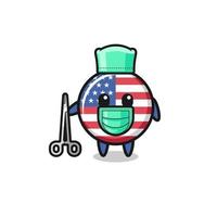 personagem mascote da bandeira dos estados unidos cirurgião vetor