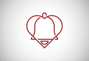 criativo amor Sino logotipo Projeto modelo, coração com amor logotipo vetor