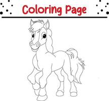 fofa bebê cavalo coloração livro página para crianças. vetor