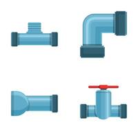 água tubo ícones conjunto desenho animado . gasoduto parte válvula e encanamento vetor