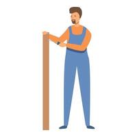 carpinteiro levar de madeira prancha ícone desenho animado . mobília montagem vetor