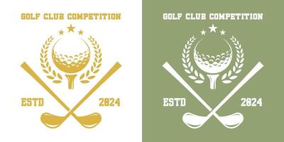 golfe clube emblema logotipo ícone ilustração. silhuetas do Esportes equipes golfe concorrência campeonato arena Combine ganhar torneio. simples mínimo vintage velho clássico Projeto símbolo bola fita folha carimbo. vetor