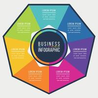 o negócio infográfico círculo Projeto 7 passos, objetos, opções ou elementos o negócio em formação colorida vetor