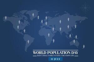 mundo população dia, bandeira e poster. mundo mapa e população. vetor