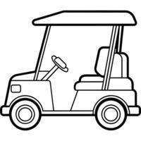 golfe carrinho esboço ilustração digital coloração livro página linha arte desenhando vetor