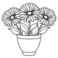 gerbera flor plantar esboço ilustração coloração livro página projeto, gerbera flor plantar Preto e branco linha arte desenhando coloração livro Páginas para crianças e adultos vetor