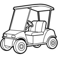 golfe carrinho esboço ilustração digital coloração livro página linha arte desenhando vetor
