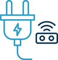 inteligente plugue linha azul dois cor ícone vetor