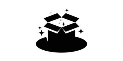 criativo logotipo Projeto mágico chapéu e caixa, Magia, estrela, logotipo Projeto modelo, ícone, símbolo, vetor