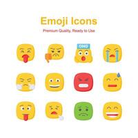 conjunto do emoji ícones, fofa expressões Projeto vetor