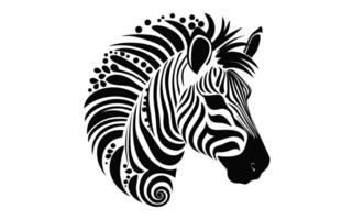 zebra mandala silhueta Preto e branco clipart vetor