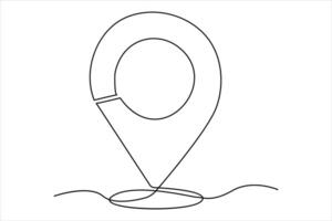 contínuo 1 linha Google mapa ponto rota instruções e localização esboço linha arte ilustração vetor
