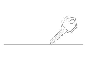 contínuo linha desenhando do casa chave senha e segurança conceito pró ilustração vetor
