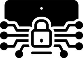 sólido Preto ícone para cyber segurança vetor