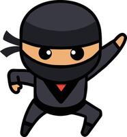 desenho animado ilustração do uma ninja mascote personagem com Preto mascarar vetor