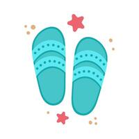 giro flops ícone com estrelas do mar. fofa colorida sapatos para verão Projeto. de praia período de férias conceito. desenho animado ilustração isolado em branco. plano Projeto vetor