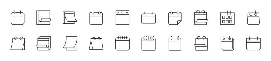 coleção do fino imagens do calendários. editável AVC. simples linha ícone para rede sites, jornais, artigos livro vetor