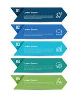 5 Setas; flechas infográfico vertical Projeto modelo. fluxo de trabalho negócios. vetor