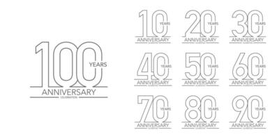 coleção número do aniversário celebração logotipo fino linha Projeto. vetor