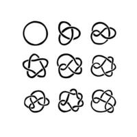 a abstrato composição do Preto e branco símbolos e formas. isto inclui a infinidade símbolo, céltico nó símbolos, uma círculo, e uma estrela. vetor
