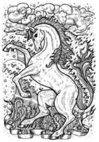 cavalo símbolo com quatro natureza elementos, fogo, ar, água e terra místico sinais vetor