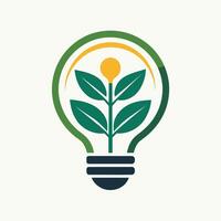 renovável energia Recursos logotipo com uma dinâmico plantar alimentado luz lâmpada eco idéia luz lâmpada logotipo vetor