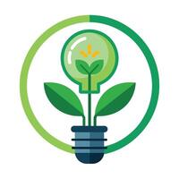 renovável energia Recursos logotipo com uma dinâmico plantar alimentado luz lâmpada eco idéia luz lâmpada logotipo vetor