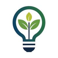 renovável energia Recursos logotipo com uma dinâmico plantar alimentado luz lâmpada eco idéia luz lâmpada logotipo vetor