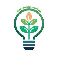 renovável energia Recursos logotipo com uma dinâmico plantar alimentado luz lâmpada eco idéia luz lâmpada logotipo vetor