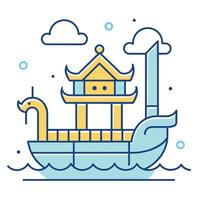 quadrinho estilo Dragão barco festival chinês Dragão barco festival vetor