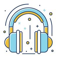 brincalhão fone de ouvido ilustração quadrinho fone de ouvido ícone quadrinho estilo audio ícone colorida fone de ouvido vetor