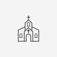 Igreja ícone isolado. prédio, catedral, cristão, religião símbolo placa vetor