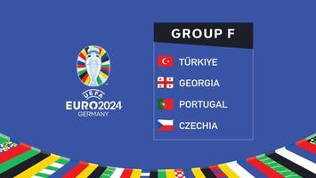 euro 2024 Alemanha grupo f bandeiras fita Projeto oficial logotipo símbolo europeu futebol final ilustração vetor