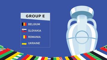 euro 2024 Alemanha grupo e fita emblema Projeto com troféu símbolo oficial logotipo europeu futebol final ilustração vetor