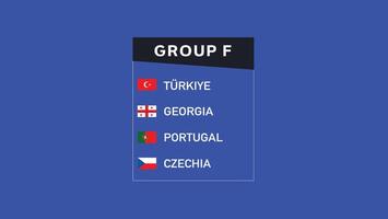 europeu nações 2024 grupo f bandeiras abstrato Projeto equipes países europeu futebol símbolo logotipo ilustração vetor