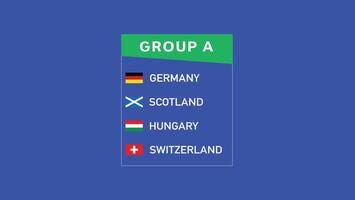 europeu nações 2024 grupo uma bandeiras abstrato Projeto equipes países europeu futebol símbolo logotipo ilustração vetor