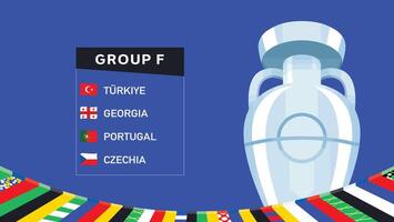 euro 2024 Alemanha grupo f fita emblema Projeto com troféu símbolo oficial logotipo europeu futebol final ilustração vetor