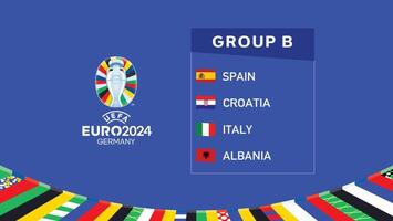 euro 2024 Alemanha grupo b bandeiras fita Projeto oficial logotipo símbolo europeu futebol final ilustração vetor